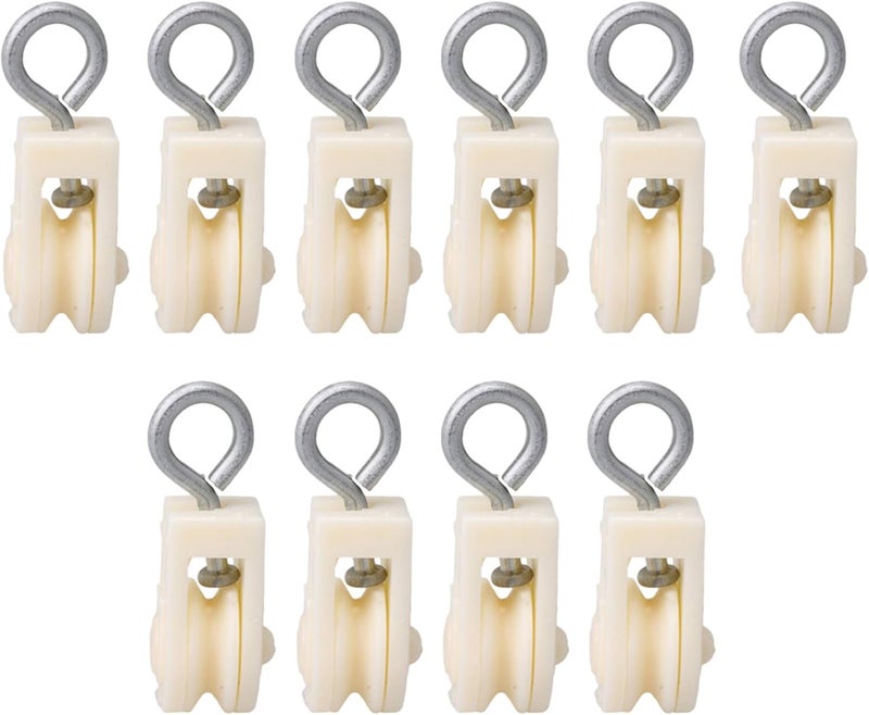 RDEXP White Lightweight Plastic 8mm Single Sheave Lift Pulley for Chicken Poultry Farms Pack of 10 - Image 1